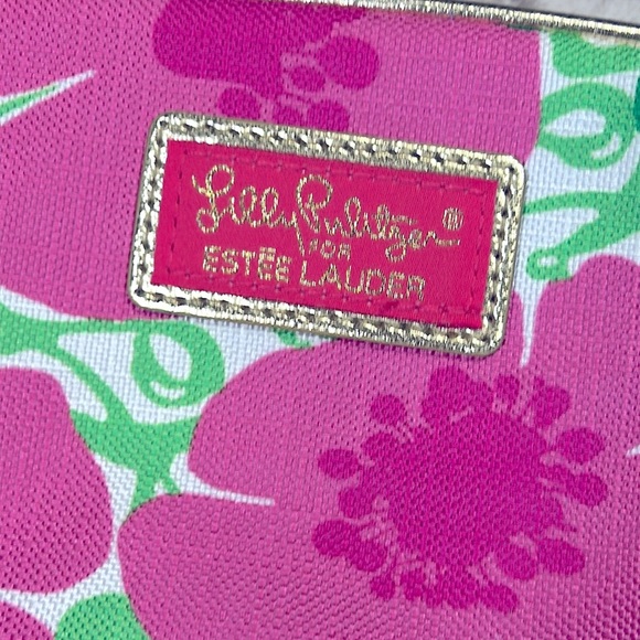 Lilly Pulitzer for Estée Lauder Pink & Green Tropical Floral Print Cosmetic Bag - Picture 3 of 9